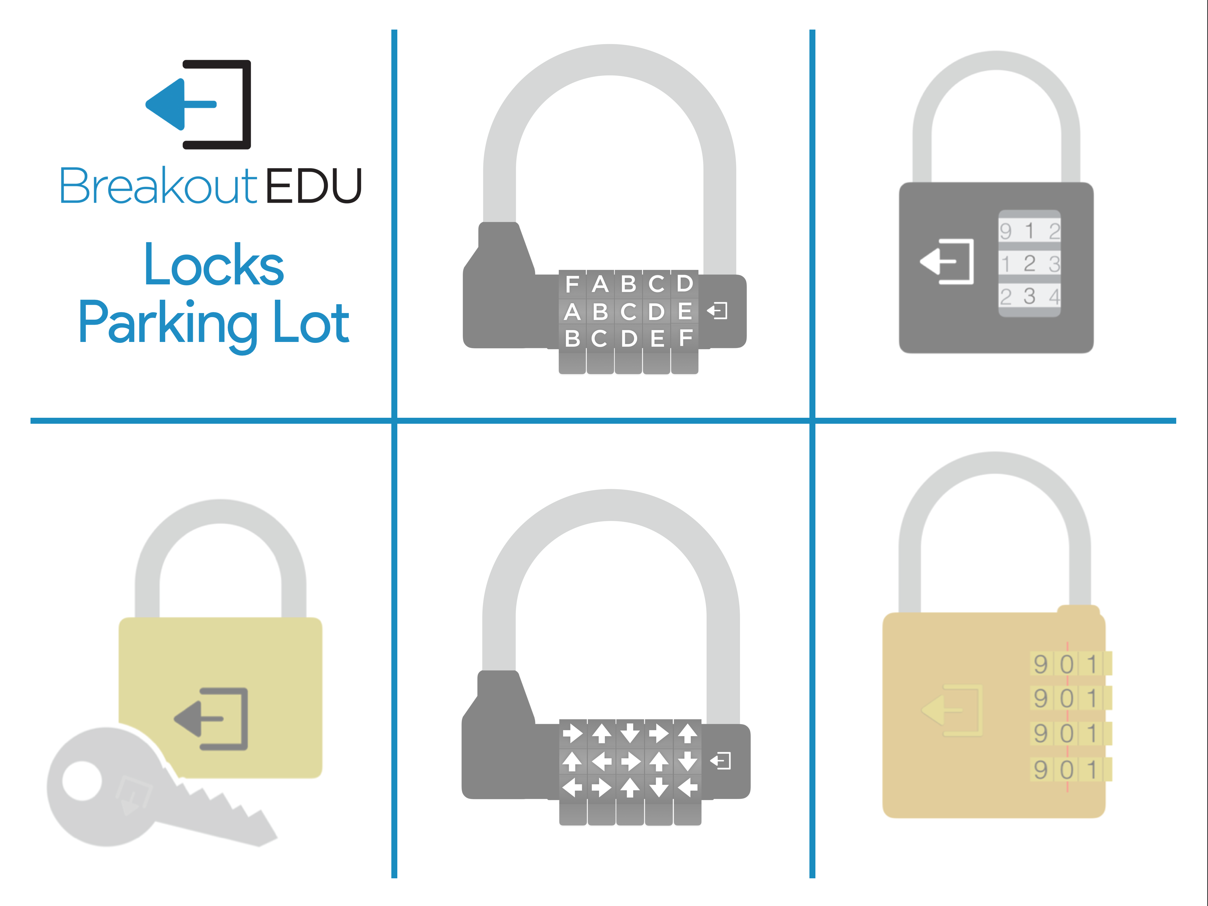 Lock Parking Lot sign showing different lock types