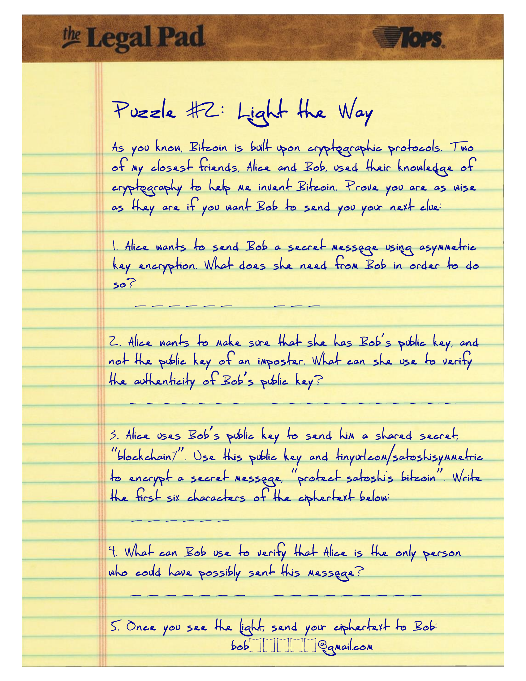 Puzzle 2: Encryption & Cryptography on legal pad